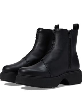 Women’s Rocket Dog Black Leather Platform Zip Ankle Boots